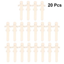 20PCS People Craft Sticks Wooden People Shaped Sticks Family Set Popsicle Ice Ice Cream Sticks Treat Sticks Slices Cutout for DIY Miniature 14x4. 8x3MM