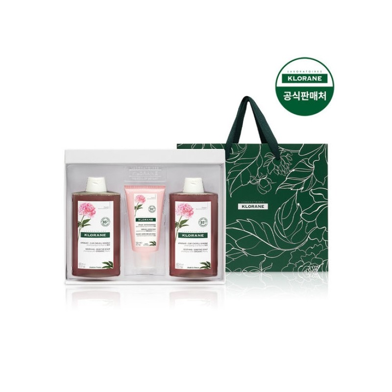 Klorane Peony Shampoo 400ml x 2 + Scalp Pack 150ml