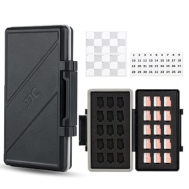 JJC 30 Slots Large Capacity MicroSD/MSD Card Case, 30 Card Case for MSD/Micro SD/TF Cards, Shockproof, Dustproof, Moisture-Proof, Includes Card Organization Number