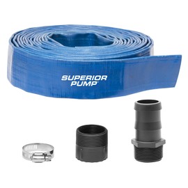 Superior Pump 99621 Lay-Flat Discharge Hose Kit, 1-1/2-Inch by 25-foot, with 1-1/4 and 1-1/2 adapters