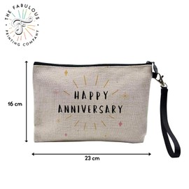 Canvas Bag - Happy Anniversary Wedding Anniversary Celebration Gift Idea Couple Wedding - Linen Look Canvas Cosmetic Bag - Toiletry Bag - 23.5 x 15 cm, Birthday, 23.5 x 15 cm, Birthday., Cosmetic bag