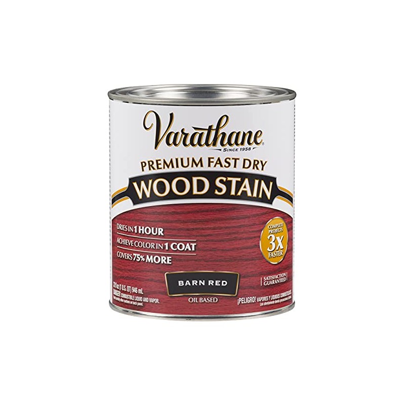 Premium Fast Dry Wood Stain, Quart, Barn Red - New