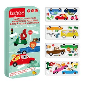 Toydea Magnetic Game Puzzle Box Cars - Promotes Motor Skills & Imagination | Magnetic Toy from 3 Years, Ideal Travel Game for Children | Activity for Car Ride & Plane