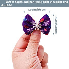 JpGdn 24Pcs/12Pairs Dog Hair Bows with Rubber Band Winter Snow Pattern for Cat Rabbit Puppy Poodle Top Knot Elastic Hair Bowknot Grooming Accessories Attachment