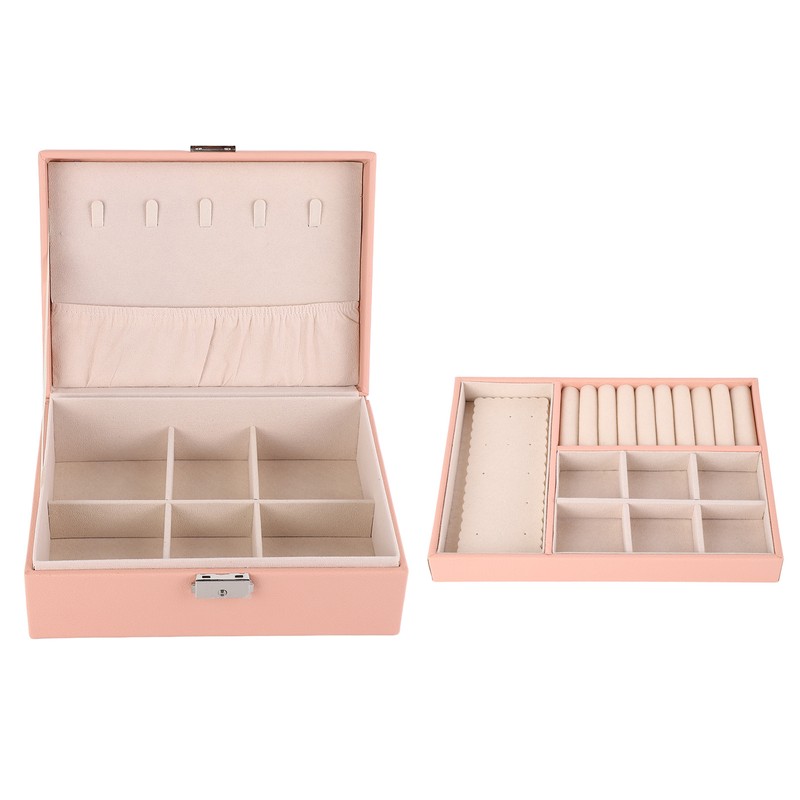 Jewelry Box Organizer 2 Layer Jewelry Storage Case PU Leather