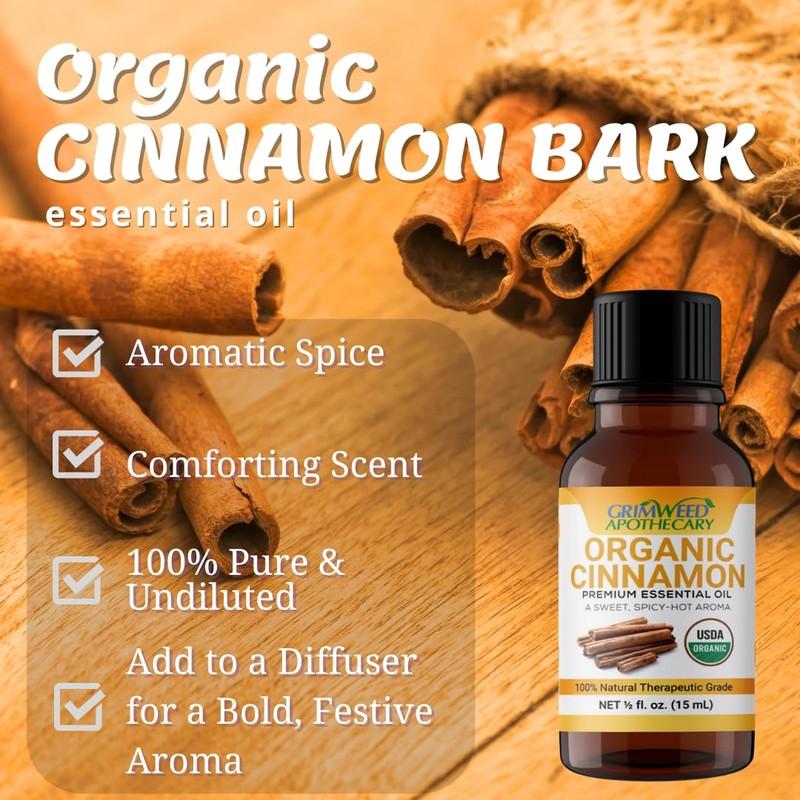 Cinnamon Essential Oil – Bark - USDA Organic -15mL -
