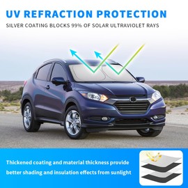Windshield Sunshades for Honda HRV, Windshield Sun Shade for HRV Accessories Front Window Sun Shades Cover Foldable Sun Visor Keep Cool Block UV Heat (for Honda HRV)