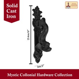 SaKeGa Antique Black Powder Coated Door Knocker – Handcrafted Cast Iron Front Door Knocker with Embellished Design – Vintage Artisan-Made Home Decor