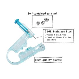 Ear Piercing Kit, 8 Pcs 4mm Disposable Self Ear Pericings Kit with Ear Studs and 1Pcs Piercing Gun Aid Pierce Kit Tool