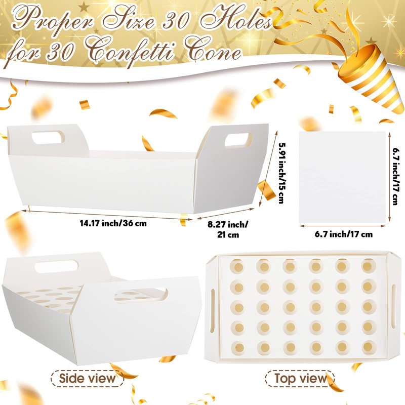6 Set Wedding Confetti Cone Holder Box Each Includes 30
