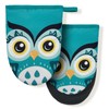 Owl Cute Green Teal Mini Silicone Oven Mitts, Heat Slip