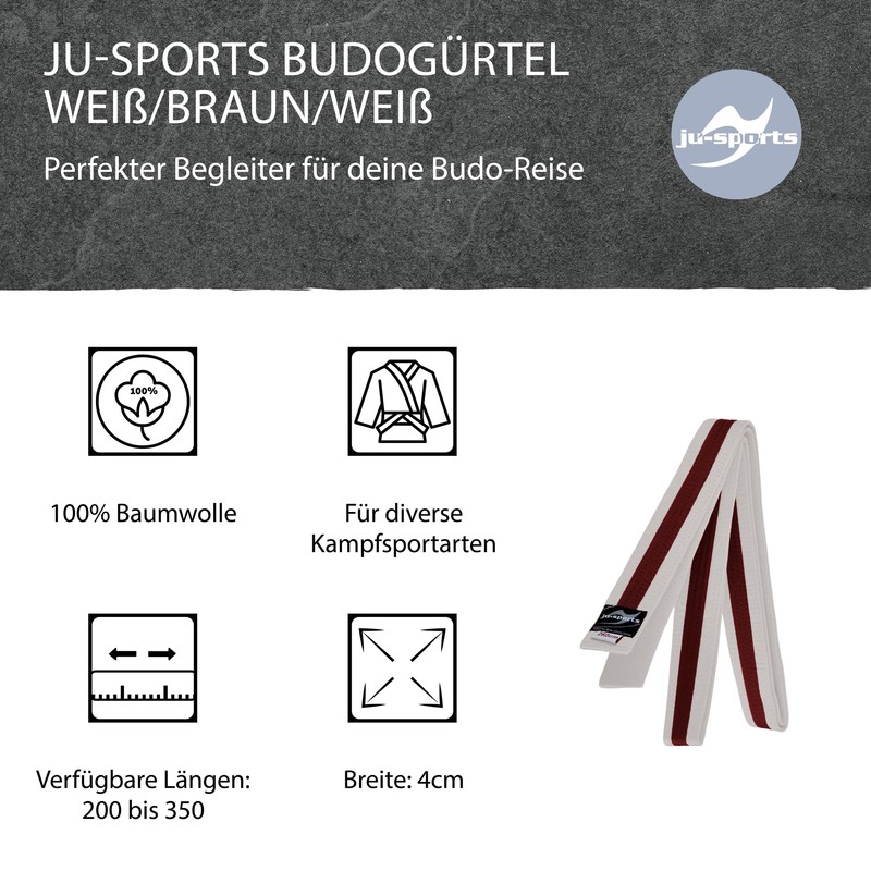 Ju-Sports Budogürtel Belt, White/Brown, 220