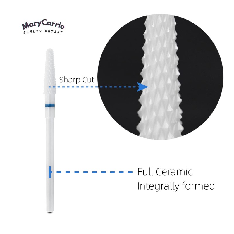 MaryCarrie Efile Nail Drill Bits Ceramic Small Cone Shape Bits,