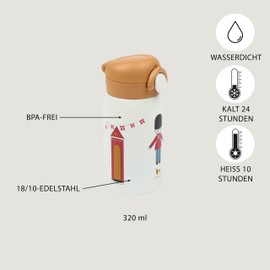 Fabelab Children's Drinking Bottle, 320 ml, Children's Water Bottles, Guard Water Bottle, Stainless Steel, BPA-Free, School Leak-Proof, Water Bottle Children