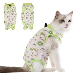DoggieKit Cat Recovery Suit After Surgery, Anti Licking Onesie Postoperative Shirt for Female Spay Male Neuter, Soft Breathable Bodysuit Pajamas for Abdominal Wound Kitten E-Collar & Cone Alternative