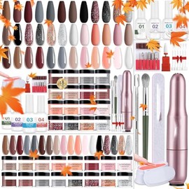 50 Color Dip Powder Nail Kit with Electric Nail Drill Base & Top Coat/Activator Liquid Nail Art Manicure Salon DIY for Daily at Home Party Gifts for Women
