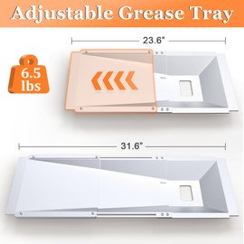 Grease Tray with Catch Pan Adjustable Universal Drip Pan for Dyna Glo, Nexgrill, Expert Grill, Kenmore, BHG & Expert 3/4/5 Burner Gas Grill for Dyna glo Grill Replacement Parts