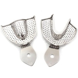 Dental Impression Trays Stainless Steel Perforated Teeth Whitening Mouth Trays Upper and Lower Dental Impression Trays Set of 2 (M Upper and Lower)