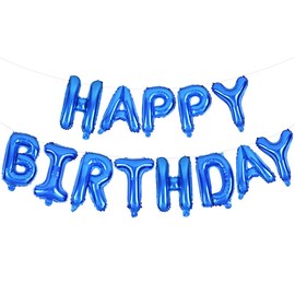 TONIFUL 16 Inch Blue Happy Birthday Balloons Banner, Foil Letters Sign, Mylar Balloons, Bunting Reusable Ecofriendly Material, for Birthday Decorations, Party Supplies, for Girls Boys Kids & Adults