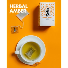 Afro Tea Herbal Amber (Kräutertee), Premium Tee in 15 Musselin-Teebeutel, je 2g, handgenäht. Erlesene Pflanzen bester Qualität - Koffeinfrei