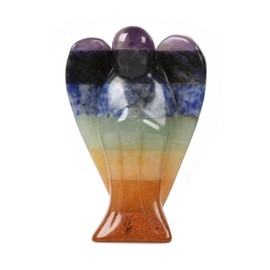 Justinstones Carved 7 Chakra Layered Gemstone Peace Angel Pocket Guardian Angel Healing Statue 2 inch