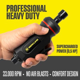 Berkling Tools 1/4" Air Die Grinder Professional Grade Heavy Duty with Variable Speed Control (Straight, Standard)