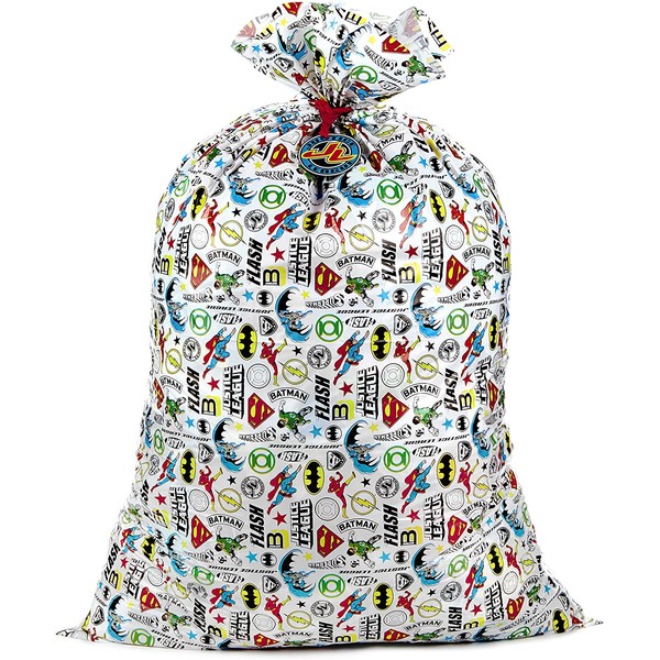 Hallmark 56" Large Plastic Gift Bag (Justice League) for Birthdays, Parties, or Any Occasion
