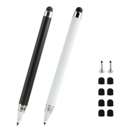 Pack of 2 Touchscreen Pen Tablet Pen Universal Tablet Pen with Dual Tip, Precision Tip without Charging, Magnetic Attachment, Suitable for iOS, Android, Surface & Smartphones, Black & White