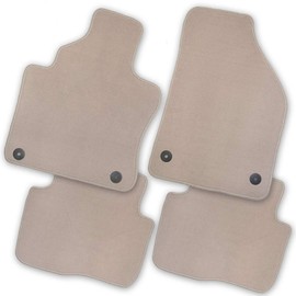 Bär-AfC VW09994 Premium Car Floor Mats Suitable for VW Caddy Life 2015-2020, Velour Beige Velour Edge Edging Set, Set of 4