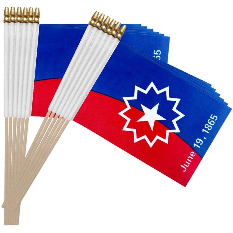 TSMD Juneteenth Stick Flag Small Mini June 19th 1865 Black