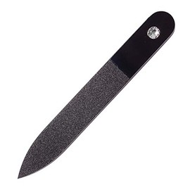 Bragec Glass Nail File Double Sided Type 3.5 inches (90 mm), Small Size (Black/Circle)