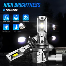 NOVSIGHT H10 9145 LED Fog Light - 1:1 Mini Size,16000LM 600% Brightness, 6500K Cool White 9145 LED Fog Bulb, Wireless Plug and Play 9140/9045/9040 Light,IP68 Waterproof, Pack of 2