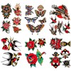 Nirbffo Vintage Tattoo Stickers Butterfly Rose Swallow Tattoo Stickers Transferable