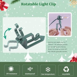 NIOSTA C9 Christmas Lights Clip,Rotatable,for Gutter,Shingle,Wood Railing and Fence Clip,50 Pack,Green