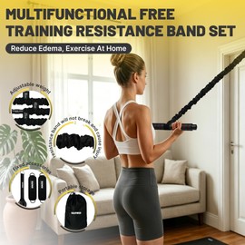 Pedal Resistance Band & Ankle Resistance Bands Set with Door Anchor & Fixed Strap, 20-30-40lbs 3 Resistance Bands for Women, Full Body Abdomen Leg Core Home & Postpartum Workout Fitness Equipment