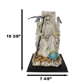 Ebros White Robe Santa Muerte Holy Sacred Death Bone Mother Seated On Throne with Scythe Statue Patron of Protection Healing Purity Figurine Day of The Dead Decorative Sculpture