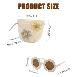 KxrTpx 2-Pack Toddler Handbag, Girls Handbag Set with Adjustable Strap, Bag+Sunglasses, Little Girls Handbag for Beach Travel, Birthday Party, Preschool Outing, Beige, 14x5x11 cm