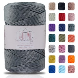 Makromecity Macrame Yarn 2 mm x 230 m, Premium Polyester Macrame Cord, Polypropylene Yarn for Crafts, Home Decorations, Place Mats, Shoulder Bags, Handbags, Runners, Comforters, Chains