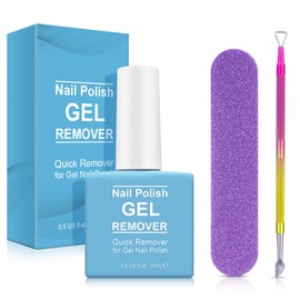 Gel Nail Polish Remover with Nail File & Nail Polish Scraper, Professional Gel Polish Remover for Nails, Quick & Easy Polish Remover Within 2-5 Minutes