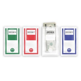 Hercules Inc. Cash Drop Bags - Clear Plastic Envelopes - 1,000/Case - Green, Red, White, Blue - Green