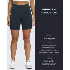 Aoxjox - Pantalones cortos de entrenamiento para mujer con control de abdomen y cintura alta, para correr, yoga, 5 pulgadas, A Navy Marl, Small