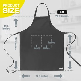 ROTANET Extra Large Apron for Men Adjustable Bib Aprons with 2 Pockets Cooking Kitchen Bbq Grilling Big for Women Chef Water & Oil Resistant Grey