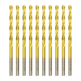 Hilpaty HSS-TiN Drill Bit 3.2mm x 65mm x 10pcs Titanium Coated Twist Drill Bits for Metal, Stainless Steel, Non Ferrous, Cast Iron, Wood
