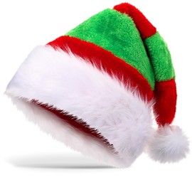 Geyoga Christmas Hat Santa Hat for Adults Plush Xmas Hat Thick Santa Claus Christmas Santa Hat for Xmas New Year Festive Party