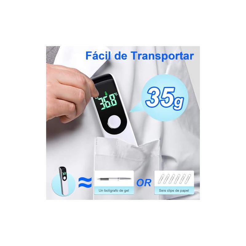 Termometro Digital Portátil, Termometro Infrarrojo 1 Segundo de Lectura