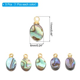 PATIKIL Abalone Shell Charm, 5 Pcs Oval Paua Shell Pendant 6mm Sea Abalone Shell Decorations for Necklace DIY Ocean Jewelry Making, Mix Colors