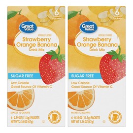 Drink Mix Bundle - 2 Pitcher Size Boxes with 6 Pitcher Packets Per Box - Low Calorie Flavorful Water Powder (2 Container Bundle, Strawberry Orange Banana)