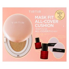 Tirtir Mask Fit Cushion Set 02, Cushion 0.6 oz (18 g) + Red Foundation Mini 0.3 fl oz (10 ml) + Puff x 2, ALL-COVER 17C