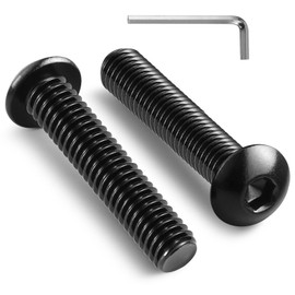 BNUOK 1/4-20 x 1-1/2 Inch Button Head Socket Cap Bolts Screws,304 Stainless Steel 18-8,Fully Threaded,Black Zinc Plated,with Hex Spanner(20Pcs)