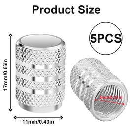 Ruayia Valve Caps Car 5 Pieces, Car Valve Cap Aluminium Metal with Seal for Stable Tyre Pressure, Car Valve Cap Valve Cover Tyre Valve Caps Car SUV Motorcycle – Sliver